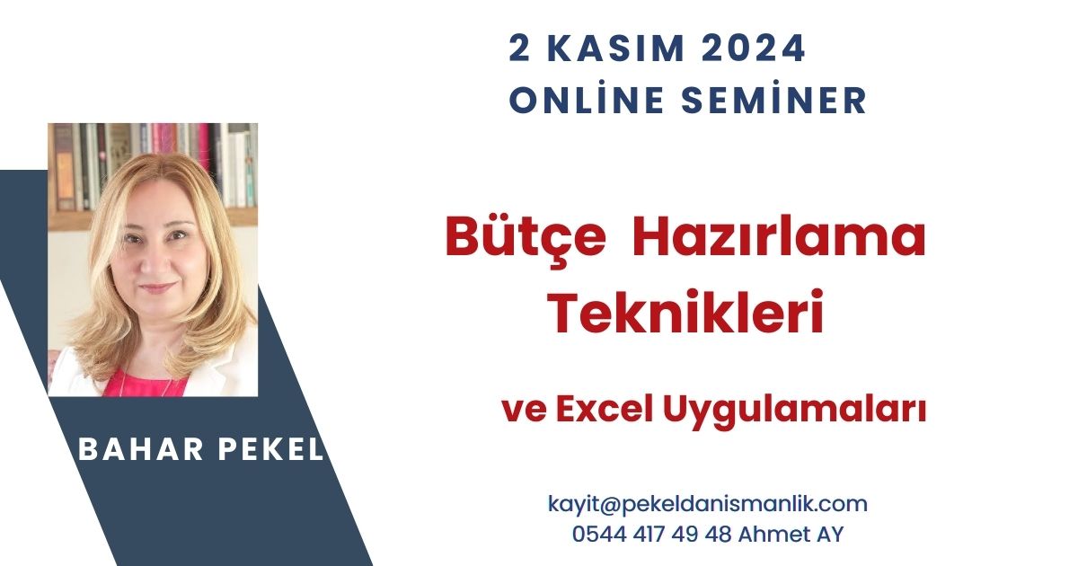 Bütçe Hazırlama Teknikleri ve Excel Uygulamaları-2 Kasım-Online  Seminer