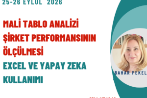 Mali Tablo Analizi ve Şirket Performansının Ölçülmesi ve Yapay Zeka Kullanımı  25-26 Eylül 2026 Online Seminer
