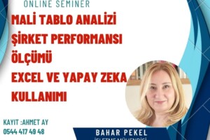Mali Tablo Analizi ve Şirket Performansının Ölçülmesi ve Yapay Zeka Kullanımı  2-3 Ekim 2026 Online Seminer